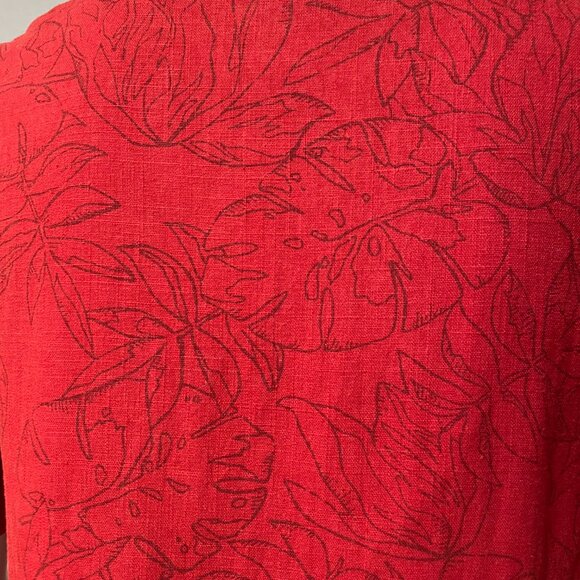 Nicole Miller Dress Linen Blend Short Sleeve Tropical Floral V-Neck Women Medium - Picture 11 of 12